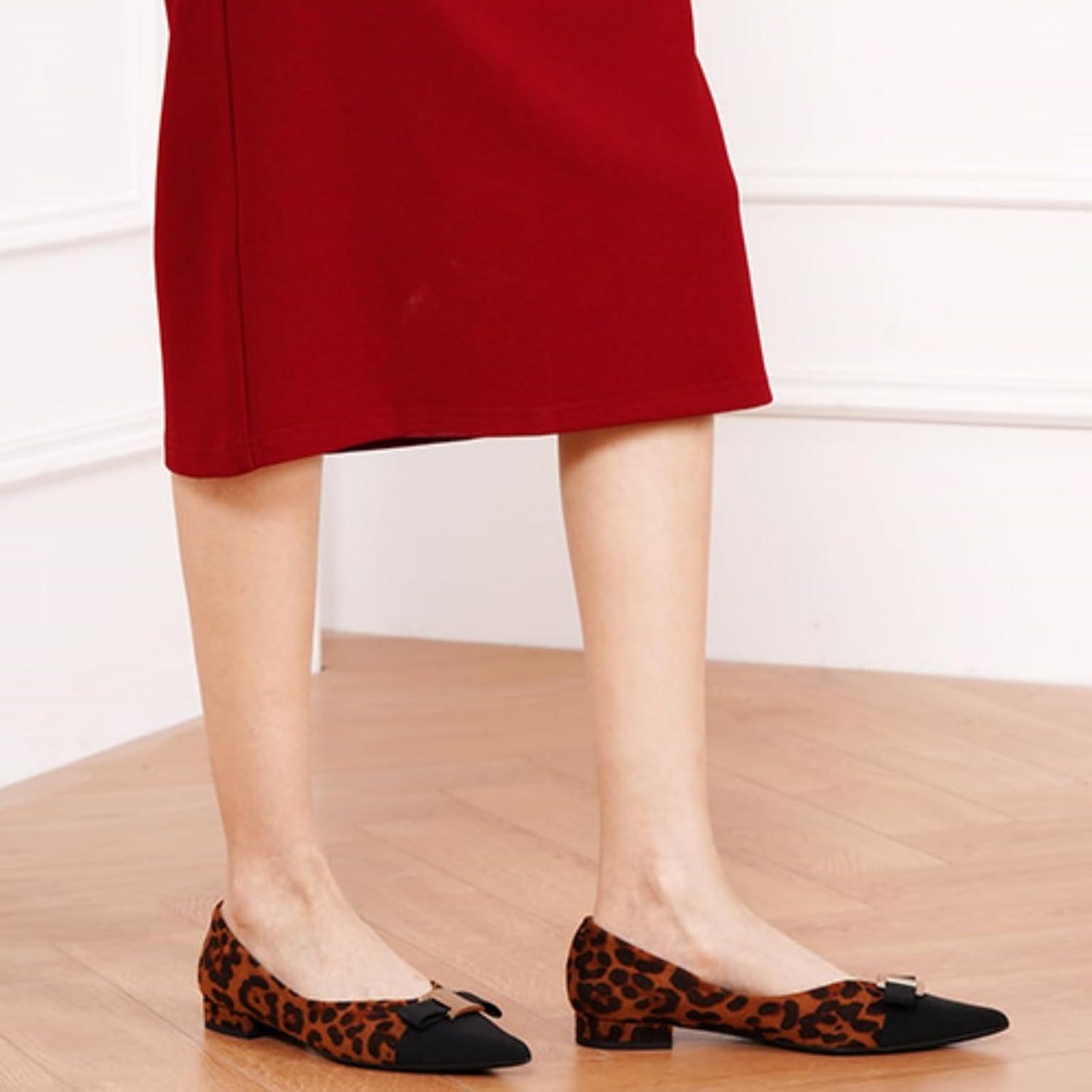 imageCParavano Flats for Women Pointed Toe Flats Ballet Flats Women Shoes Dressy ComfortableLeopard