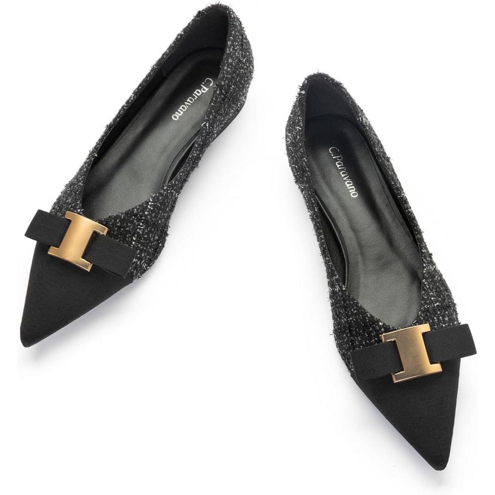 imageCParavano Flats for Women Pointed Toe Flats Ballet Flats Women Shoes Dressy ComfortableBlack Multi