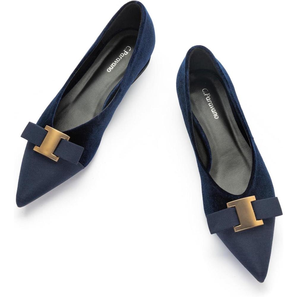 imageCParavano Flats for Women Pointed Toe Flats Ballet Flats Women Shoes Dressy ComfortableNavy Velvet