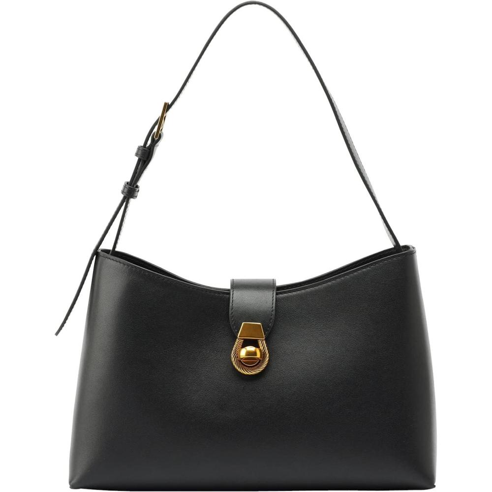 imageCParavano Shoulder Bags for Women  Genuine Leather Purses  Black Leather Handbag  Small Shoulder Tote Bag for Women  womens handbags  Supple Nappa Leather