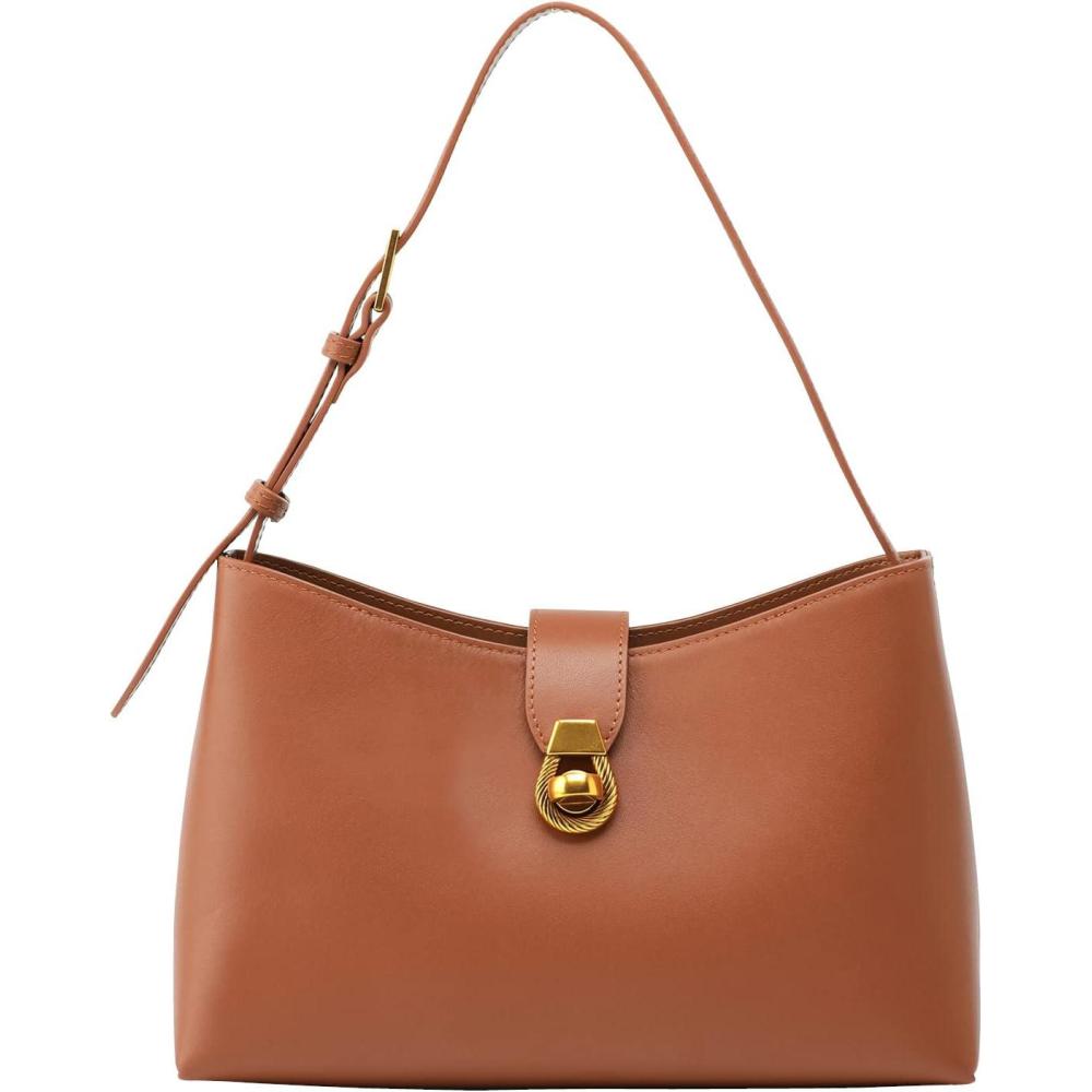 imageCParavano Shoulder Bags for Women Genuine Leather Purses Brown Leather Handbag Small Shoulder Tote Bag for Women Womens Handbags Supple Nappa Leather