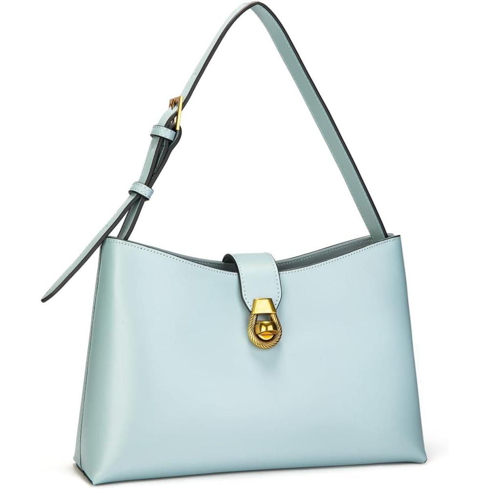 imageCParavano Shoulder Bags for Women Glossy Leather PU Tote Bag with Zipper Closure Hobo Handbag Under the Arm PursesA1blue