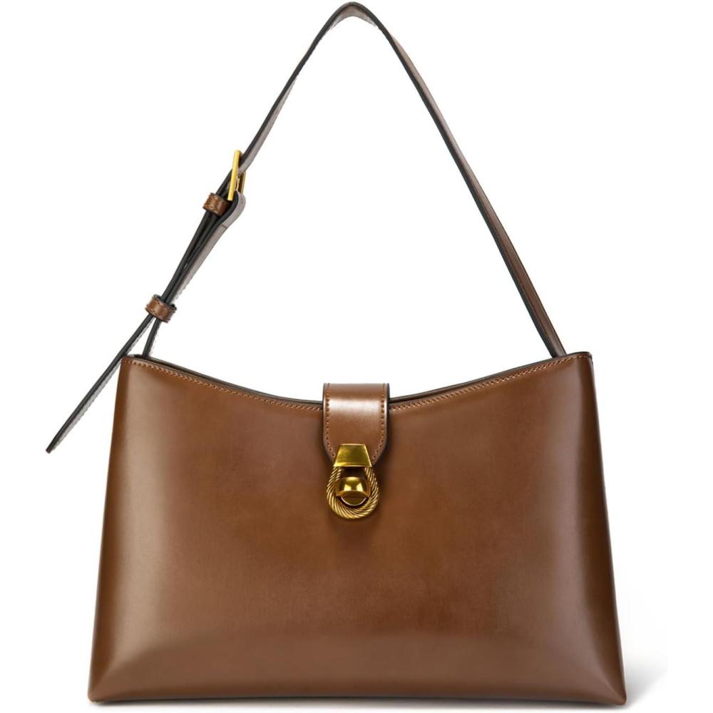 imageCParavano Shoulder Bags for Women Glossy Leather PU Tote Bag with Zipper Closure Hobo Handbag Under the Arm PursesA1camel