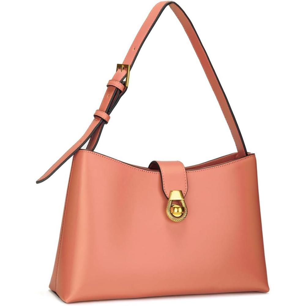 imageCParavano Shoulder Bags for Women Glossy Leather PU Tote Bag with Zipper Closure Hobo Handbag Under the Arm PursesA1pink