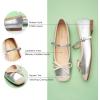 C.Paravano Flats for Women | Mary Janes Women | Ballet Flats | Office Shoes | Square Toe(Sliver-w)