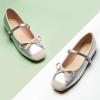 C.Paravano Flats for Women | Mary Janes Women | Ballet Flats | Office Shoes | Square Toe(Sliver-w)