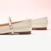 C.Paravano Flats for Women | Mary Janes Women | Ballet Flats | Office Shoes | Square Toe(White)
