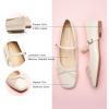 C.Paravano Flats for Women | Mary Janes Women | Ballet Flats | Office Shoes | Square Toe(White)