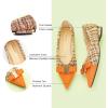 C.Paravano Flats for Women | Pointed Toe Flats | Ballet Flats | Women Shoes Dressy Comfortable(Orange Multi-t)