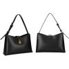 C.Paravano Shoulder Bags for Women | Glossy Leather PU Tote Bag with Zipper Closure | Hobo Handbag | Under the Arm Purses(A1-black)