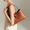 C.Paravano Shoulder Bags for Women | Glossy Leather PU Tote Bag with Zipper Closure | Hobo Handbag | Under the Arm Purses(A1-brown)