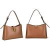 C.Paravano Shoulder Bags for Women | Glossy Leather PU Tote Bag with Zipper Closure | Hobo Handbag | Under the Arm Purses(A1-brown)