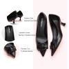 C.Paravano Womens Designer Pumps | Kitten Heels for Women | Low Heels | Heels for Women | Women Shoes Dressy (Size 8.5) Black Smooth