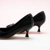C.Paravano Womens Designer Pumps | Kitten Heels for Women | Low Heels | Heels for Women | Women Shoes Dressy (Size 8.5) Black Smooth