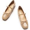 C.Paravano Flats for Women | Mary Janes Women | Ballet Flats | Office Shoes | Square Toe(Beige)