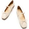 C.Paravano Flats for Women | Mary Janes Women | Ballet Flats | Office Shoes | Square Toe(White)