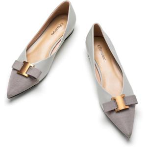 C.Paravano Flats for Women | Pointed Toe Flats | Ballet Flats | Women Shoes Dressy Comfortable(Grey-t)