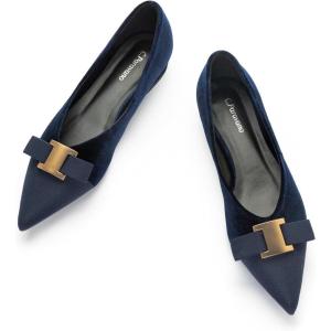 C.Paravano Flats for Women | Pointed Toe Flats | Ballet Flats | Women Shoes Dressy Comfortable(Navy Velvet)