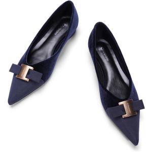 C.Paravano Flats for Women | Pointed Toe Flats | Ballet Flats | Women Shoes Dressy Comfortable(N-navy Velvet)