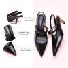 C.Paravano Women’s Slingback Flats | Pointed Toe Pumps | Kitten Heels for Women | Slingback Dress Shoes | Slingback Sandals(Black Heels)