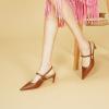 C.Paravano Women’s Slingback Flats | Pointed Toe Pumps | Kitten Heels for Women | Slingback Dress Shoes | Slingback Sandals(Brown Heels)