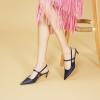 C.Paravano Women’s Slingback Flats | Pointed Toe Pumps | Kitten Heels for Women | Slingback Dress Shoes | Slingback Sandals(Croc Navy Heels)