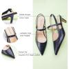 C.Paravano Women’s Slingback Flats | Pointed Toe Pumps | Kitten Heels for Women | Slingback Dress Shoes | Slingback Sandals(Croc Navy Heels)