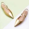 C.Paravano Women’s Slingback Flats | Pointed Toe Pumps | Kitten Heels for Women | Slingback Dress Shoes | Slingback Sandals(Gold Flats)