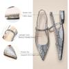 C.Paravano Women’s Slingback Flats | Pointed Toe Pumps | Kitten Heels for Women | Slingback Dress Shoes | Slingback Sandals(Snakeskin Light Grey Flats)