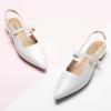 C.Paravano Women’s Slingback Flats | Pointed Toe Pumps | Kitten Heels for Women | Slingback Dress Shoes | Slingback Sandals(White Flats)