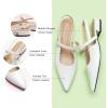 C.Paravano Women’s Slingback Flats | Pointed Toe Pumps | Kitten Heels for Women | Slingback Dress Shoes | Slingback Sandals(White Flats)