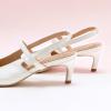 C.Paravano Women’s Slingback Flats | Pointed Toe Pumps | Kitten Heels for Women | Slingback Dress Shoes | Slingback Sandals(White Heels)