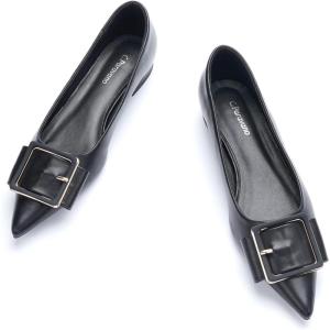 C.Paravano Women’s Flats | Pointed Toe Ballet Shoes | Work Shoes for Women | Comfortable Flats(Black)