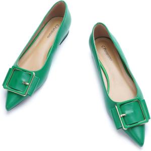 C.Paravano Women’s Flats | Pointed Toe Ballet Shoes | Work Shoes for Women | Comfortable Flats(Green)
