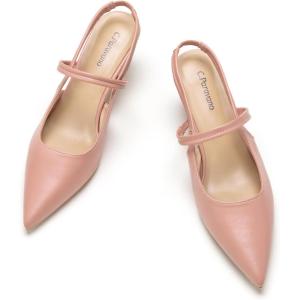 C.Paravano Women’s Slingback Flats | Pointed Toe Pumps | Kitten Heels for Women | Slingback Dress Shoes | Slingback Sandals(Pink Heels)