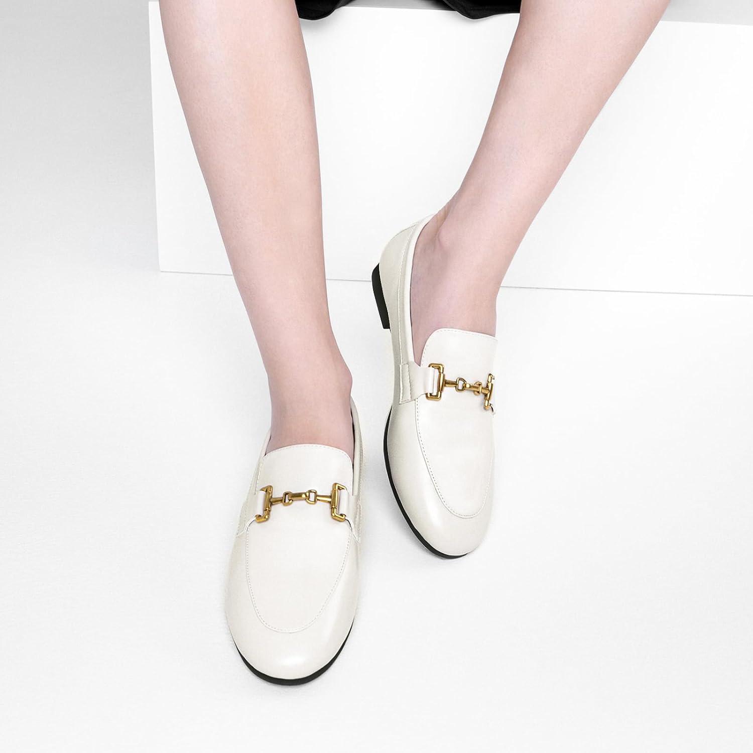 imageCParavano Loafers for Women Penny Loafers Slipon Flats Shoes Moccasin for Walking Womens Loafer Flat Business Casual ShoeWhite