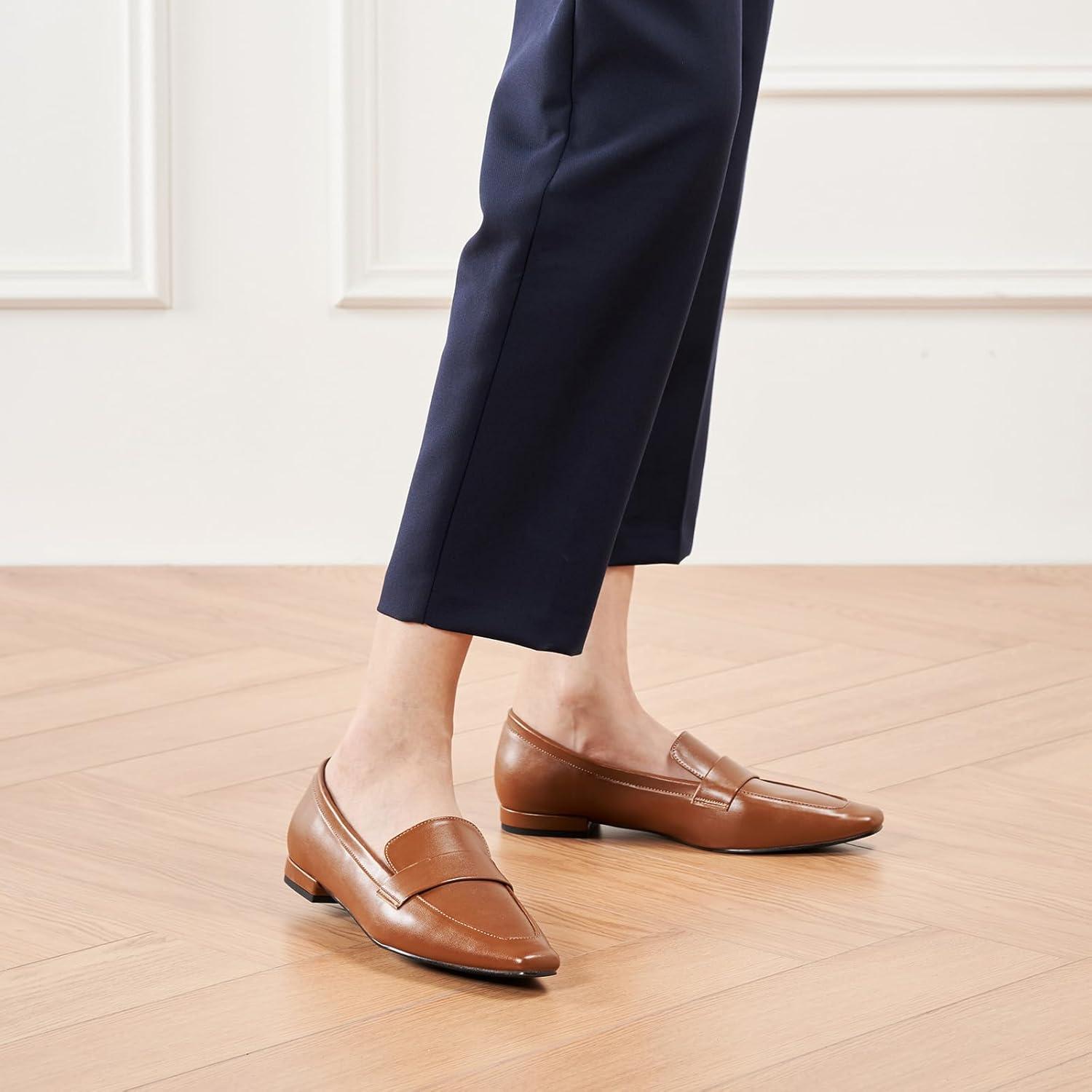 imageCParavano Womens Loafer Flat Loafers for Women Slipon Flats Shoes Business Casual Shoe Slipon Penny Loafers for WomenL1brown