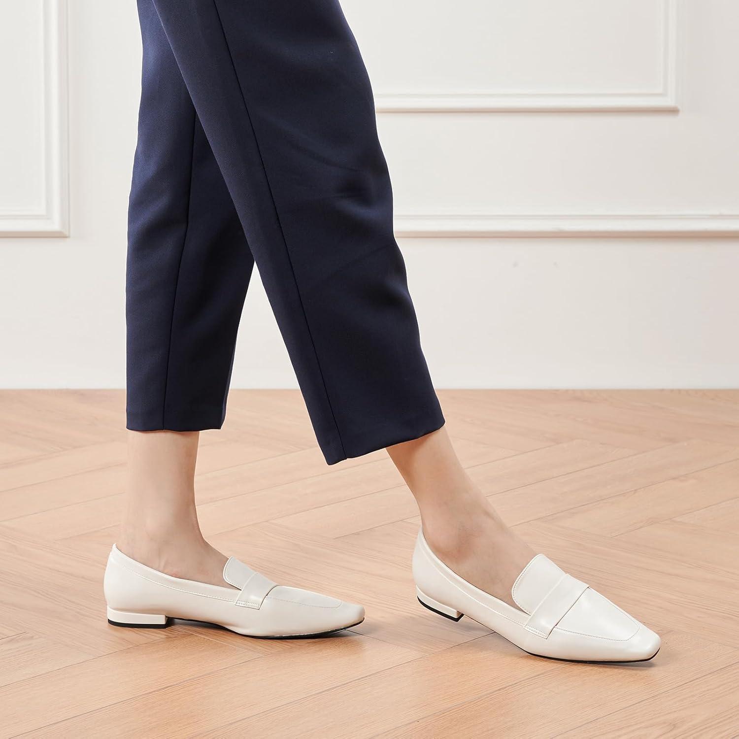 imageCParavano Womens Loafer Flat Loafers for Women Slipon Flats Shoes Business Casual Shoe Slipon Penny Loafers for WomenL1white