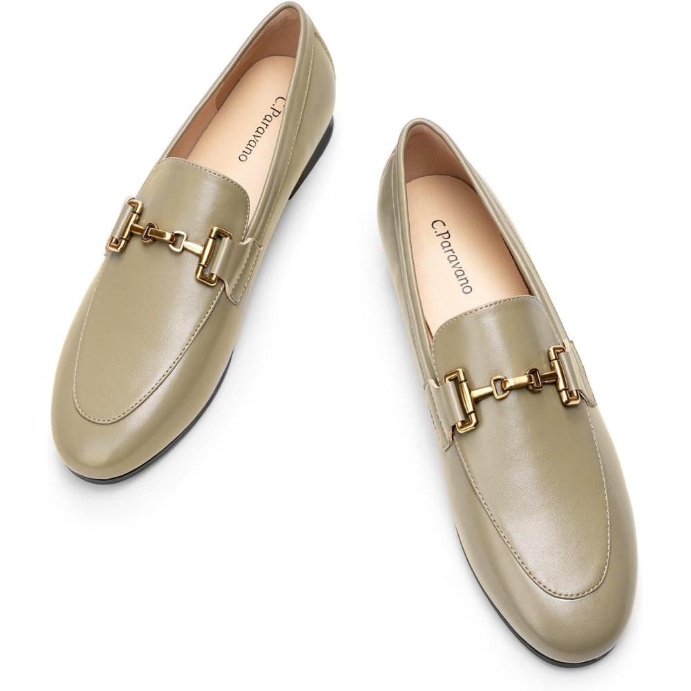 imageCParavano Loafers for Women Penny Loafers Slipon Flats Shoes Moccasin for Walking Womens Loafer Flat Business Casual ShoeOlive Green