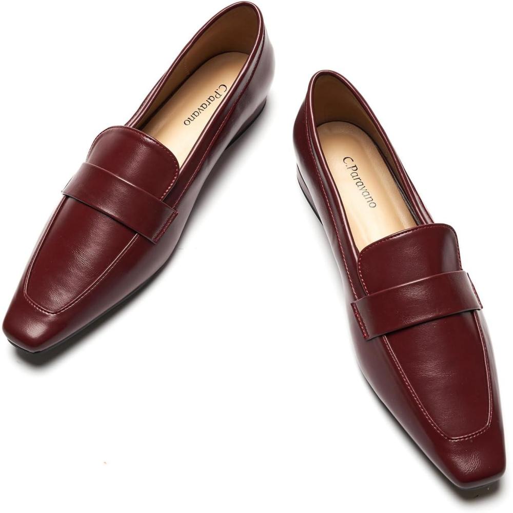 imageCParavano Womens Loafer Flat Loafers for Women Slipon Flats Shoes Business Casual Shoe Slipon Penny Loafers for WomenL1red