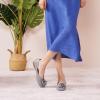 C.Paravano Ballet Flats for Women | Women’s Flats | Square Toe | Slip On Dress Shoes | Satin Flower Shoes(Blue)