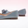 C.Paravano Ballet Flats for Women | Women’s Flats | Square Toe | Slip On Dress Shoes | Satin Flower Shoes(Blue)