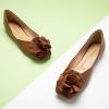 C.Paravano Ballet Flats for Women | Women’s Flats | Square Toe | Slip On Dress Shoes | Satin Flower Shoes(Brown)