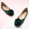 C.Paravano Ballet Flats for Women | Women’s Flats | Square Toe | Slip On Dress Shoes | Satin Flower Shoes(Dark Green)