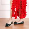 C.Paravano Ballet Flats for Women | Women’s Flats | Square Toe | Slip On Dress Shoes | Satin Flower Shoes(Dark Green)
