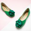 C.Paravano Ballet Flats for Women | Women’s Flats | Square Toe | Slip On Dress Shoes | Satin Flower Shoes(Green)