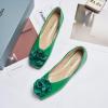 C.Paravano Ballet Flats for Women | Women’s Flats | Square Toe | Slip On Dress Shoes | Satin Flower Shoes(Green)