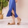 C.Paravano Ballet Flats for Women | Women’s Flats | Square Toe | Slip On Dress Shoes | Satin Flower Shoes(Light Coffee)