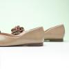 C.Paravano Ballet Flats for Women | Women’s Flats | Square Toe | Slip On Dress Shoes | Satin Flower Shoes(Light Coffee)