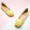 C.Paravano Ballet Flats for Women | Women’s Flats | Square Toe | Slip On Dress Shoes | Satin Flower Shoes(Light Yellow)